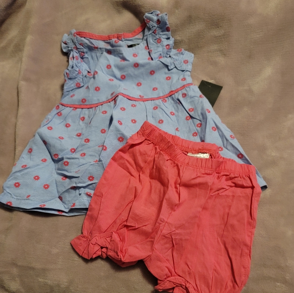 Picapino 12month  pink and blue floral set